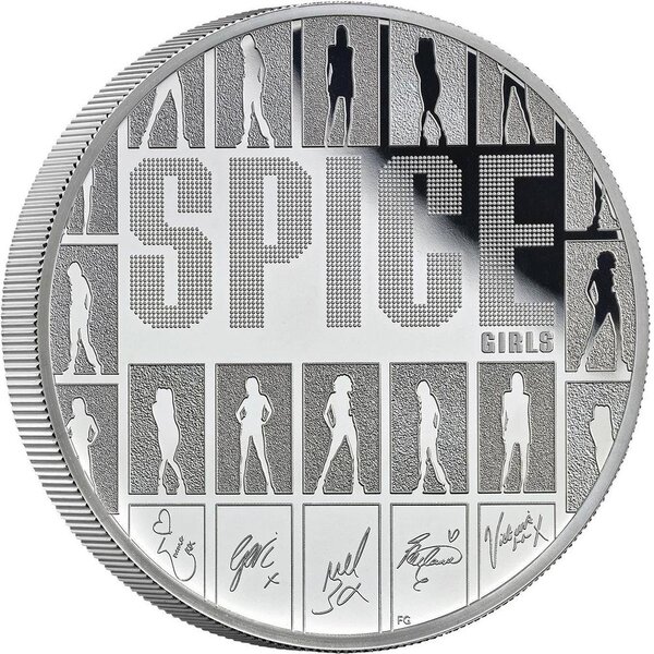 Pièce de monnaie en Argent 10 Pounds g 155.5 (5 oz) Millésime 2026 Legends of Music SPICE GIRLS (PRÉCOMMANDE)