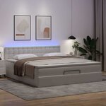 vidaXL Lit ottoman avec matelas & LED blanc pur 160x200cm similicuir