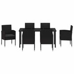 vidaXL Ensemble de salle à manger pour jardin 7 Pièces Noir polyrotin