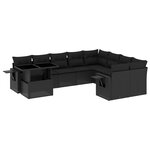 vidaXL Salon de jardin 10 Pièces avec coussins noir résine tressée
