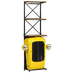 vidaXL Cave à vin tracteur Jaune 49x31x172 cm Bois de manguier solide