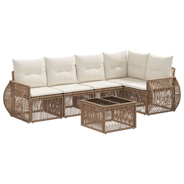 vidaXL Ensemble de canapé de jardin 6 Pièces Beige et blanc crème