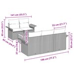 vidaXL Ensemble de canapé de jardin 6 pièces avec coussins gris en poly rotin en acacia