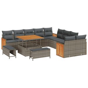 vidaXL Ensemble de canapé de jardin avec coussin 13 Pièces Gris