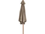 Parasol jardin droit Alu finition bois "Luz" - Rond - Ø 3m - Taupe