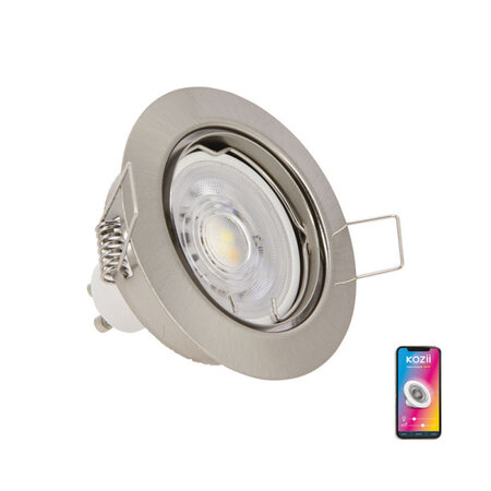 Ampoule led connectée kozii  éclairage blancs + couleurs  gu10 spot encastrable aluminium brossé orientable 5w