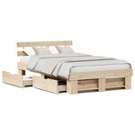 vidaXL Lit avec tiroirs - 135 x 190 cm - Bois de pin massif