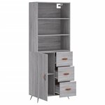 vidaXL Buffet haut Sonoma gris 69 5x34x180 cm Bois d'ingénierie
