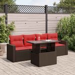 vidaXL Salon de jardin avec coussins 5Pièces marron résine tressée acacia