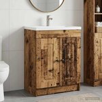 vidaXL Armoire sous évier de salle de bain Bois ancien