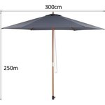 Parasol en bois rond et polyester 160g/m² - Arc 3 m - Gris
