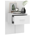 vidaXL Table de chevet murale Blanc brillant