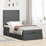 vidaXL Cadre de lit ottoman avec matelas gris foncé 80x200 cm tissu