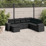 vidaXL Salon de jardin 7 Pièces avec coussins noir résine tressée