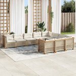 vidaXL Salon de jardin avec coussins 10 Pièces beige résine tressée