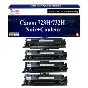 T3AZUR - 4x Toners compatibles avec Canon 723H / 732H pour Canon LBP-7750Cdn  LBP-7780Cx