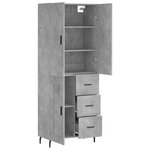 vidaXL Buffet haut Gris béton 69 5x34x180 cm Bois d'ingénierie