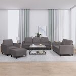 vidaXL Ensemble de canapés 4 Pièces avec coussins Gris Similicuir