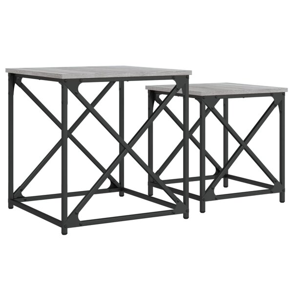 vidaXL Tables basses gigognes 2 Pièces sonoma gris bois d'ingénierie