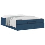 vidaXL Cadre de lit avec matelas avec matelas 2 Pièces Bleu tissu
