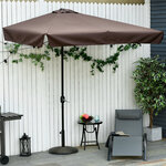 Demi parasol - parasol de balcon 5 entretoises métal dim. 2 3L x 1 3l x 2 49H m polyester haute densité chocolat