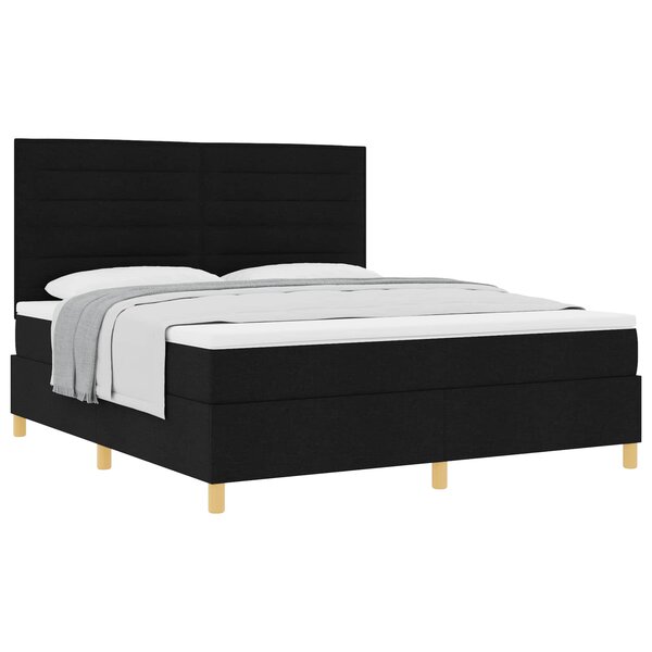 vidaXL Lit à ressorts avec matelas Noir 180 x 200 cm tissu