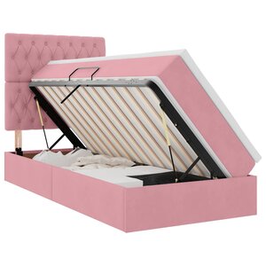 vidaXL Lit de rangement LED avec matelas Rose 100 x 200 cm Velours