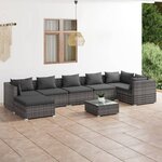 vidaXL Salon de jardin 8 Pièces avec coussins Résine tressée Gris