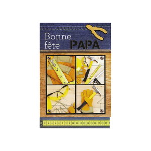 Carte de voeux - bonne fête papa - modèle : bricoleur - jaune