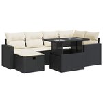 vidaXL Salon de jardin 7 Pièces avec coussins noir résine tressée