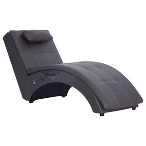 vidaXL Chaise longue de massage avec oreiller Gris Similicuir