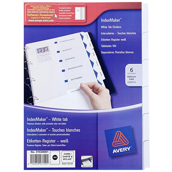 Intercalaires à onglets personnalisables IndexMaker en polypropylène A4, 12 touches