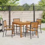 vidaXL Ensemble de salle à manger pour jardin 5 Pièces Noir Poly rotin