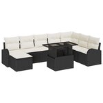 vidaXL Ensemble de canapé de jardin 9 Pièces Noir Poly rotin