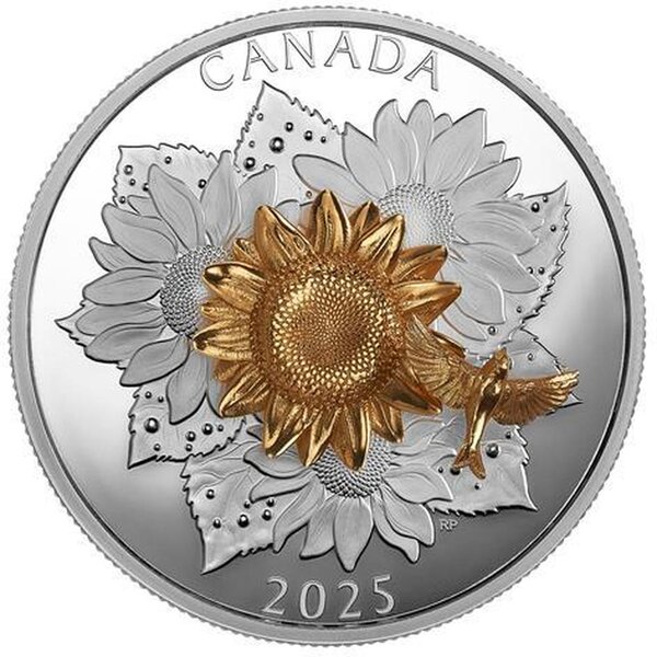 Pièce de monnaie en Argent 50 Dollars g 155.5 (5 oz) Millésime 2025 GOLDFINCH AND THE BLOOM