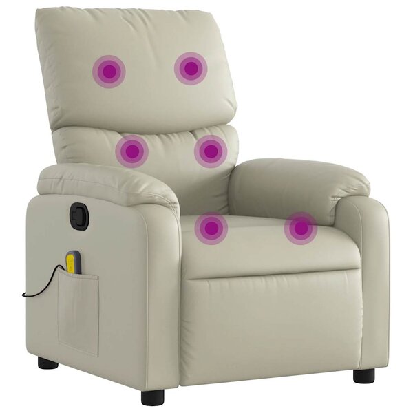 vidaXL Fauteuil de massage inclinable crème similicuir