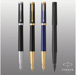 Stylo plume PARKER INGENUITY  Noir  Finition chromée  Plume Fine  cartouche d'encre noire  coffret cadeau