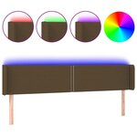 vidaXL Tête de lit à LED Marron foncé 203x16x78/88 cm Tissu
