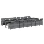vidaXL Ensemble à manger de jardin 17 Pièces et coussins résine tressée