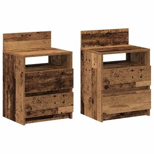 vidaXL Tables de chevet 2 Pièces avec 2 tiroirs vieux bois 40x33x60 cm