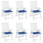 vidaXL Coussins de chaise de jardin lot de 6 bleu royal 40x40x4 cm