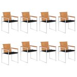Vidaxl chaises de jardin 8 pièces avec coussins bois d'acacia solide