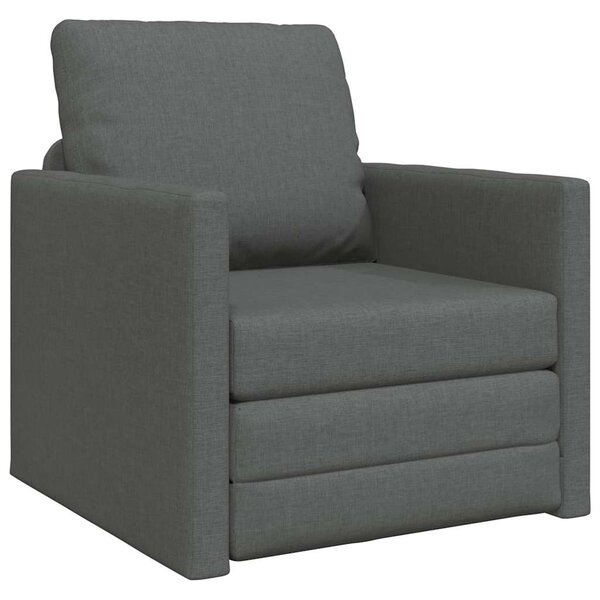 vidaXL Canapé-lit avec coussin Gris foncé 74 x 77 x 81 cm tissu