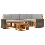 vidaXL Ensemble de canapés d'extérieur 6 pc Naturel et gris clair