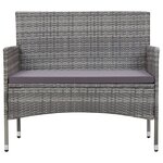 vidaXL Salon de jardin 2 Pièces avec coussin Résine tressée Gris