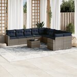 vidaXL Salon de jardin 11 Pièces avec coussins gris résine tressée