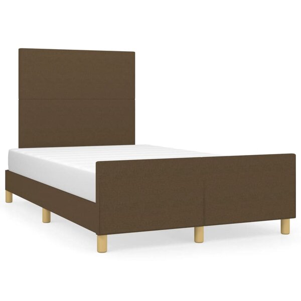 vidaXL Cadre de lit avec tête de lit Marron foncé 120x200 cm Tissu