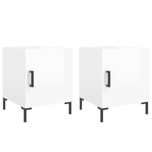 vidaXL Tables de chevet 2 Pièces blanc brillant 40x40x50 cm