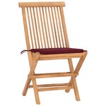 vidaXL Ensemble à manger d'extérieur pliable avec coussin 3 Pièces Teck