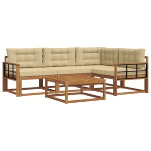 vidaXL Ensemble de canapés d'extérieur 5 Pièces Naturel et Beige